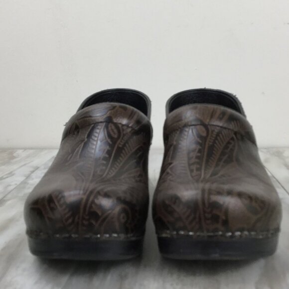 Dansko Chocolate Brown Paisley Clogs 40 - Picture 3 of 11